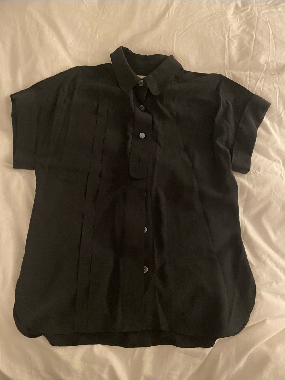 Equipment Black Silk Short-Sleeve Button-Up Shirt